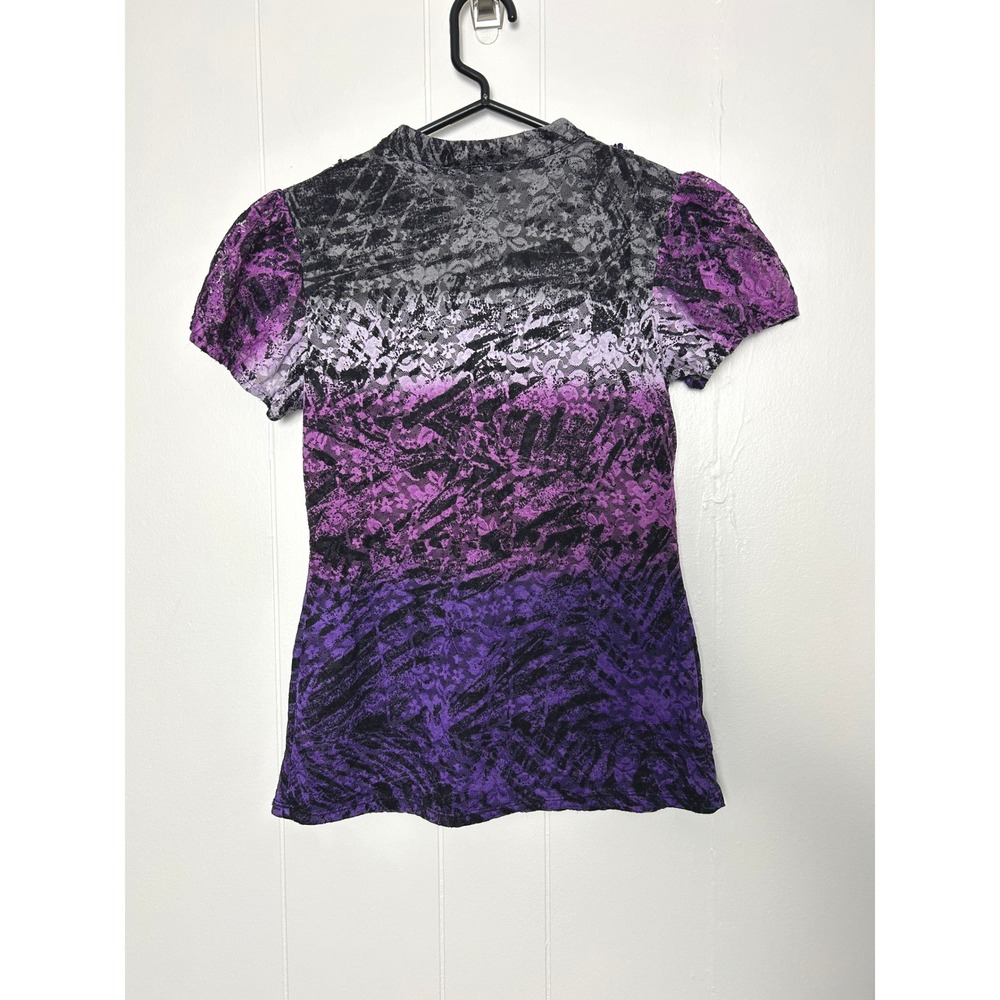 Y2K AB Studio Top‎ Womens S Purple Ombre Lace V-Neck Whimsigoth dark romantic - Picture 2 of 8